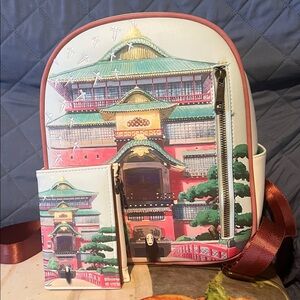 Studio Ghibli Spirited Away Yubaba's Bathhouse Mini Backpack + Small Zip Wallet